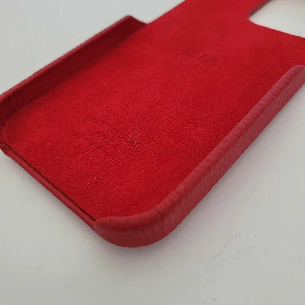 Louis Vuitton iPhone 13 Pro Case Red Leather Monogram Card Slot Bumper Case